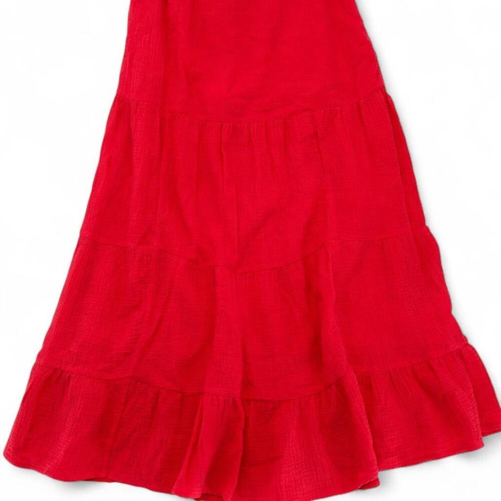 Red tiered maxi skirt